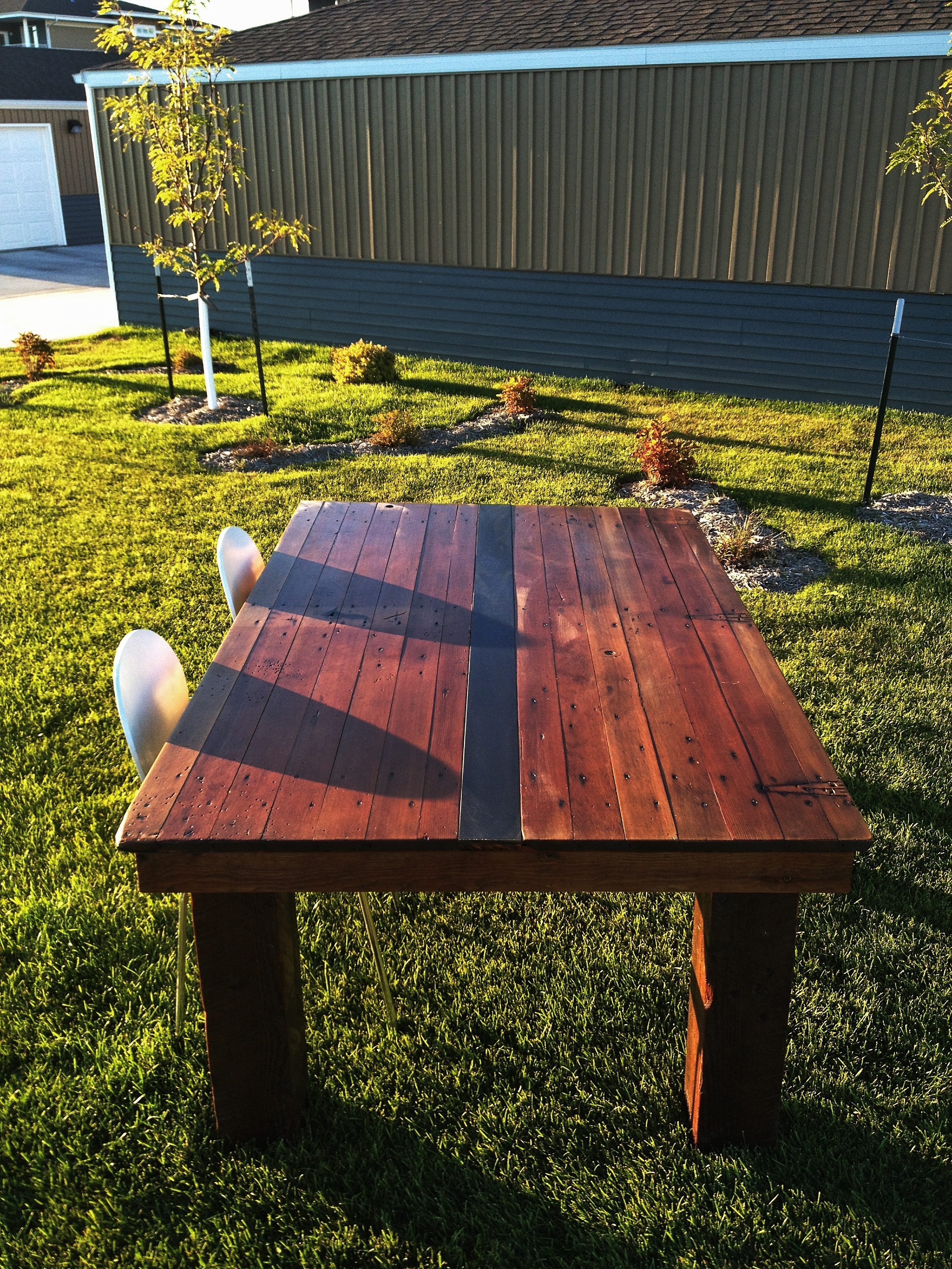 Reclaimed Wood Barn Door Steel Table