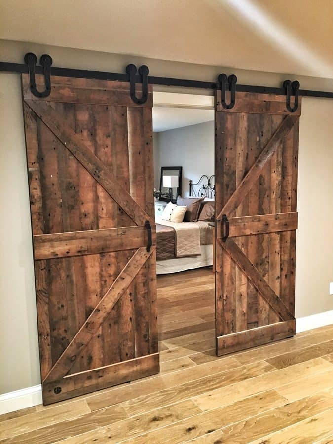 Biparting Double Z Sliding Barn Doors With Unstained Finish 