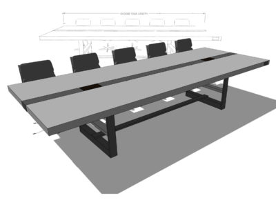 wood and metal industrial conference room tables graphic
