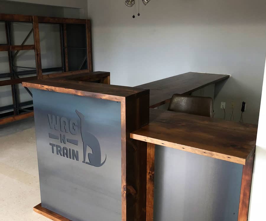 Metal and Wood Retail Veterinary Reception Desk