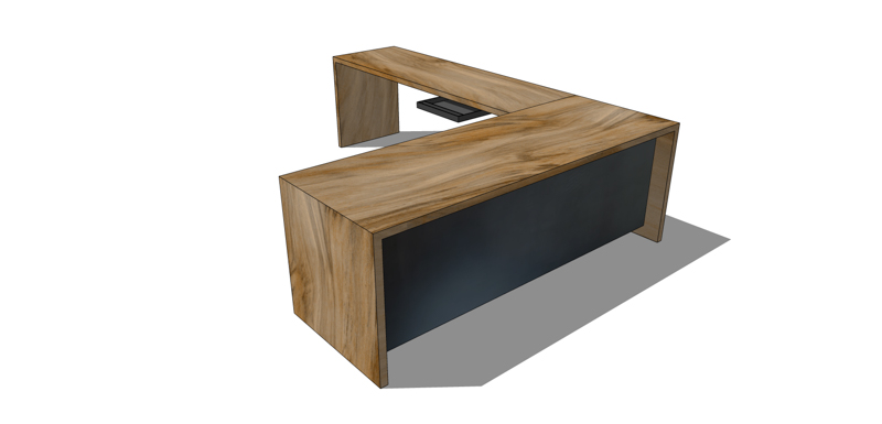 Wood L Desk Office Desk with Modesty Panel