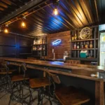 industrial style bar from reclaimed wood metal grain designs