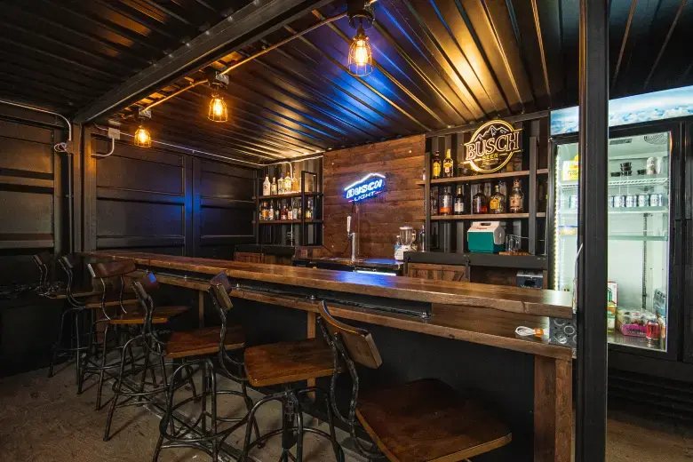 industrial style bar from reclaimed wood metal grain designs