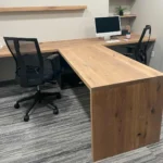 CUSTOM OAK DUAL OFFICE DESK MULTIPERSON HOME NATURAL WOOD MODERN