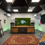 Industrial Hardwood Custom Built Podcast Table for YouBetcha Podcast