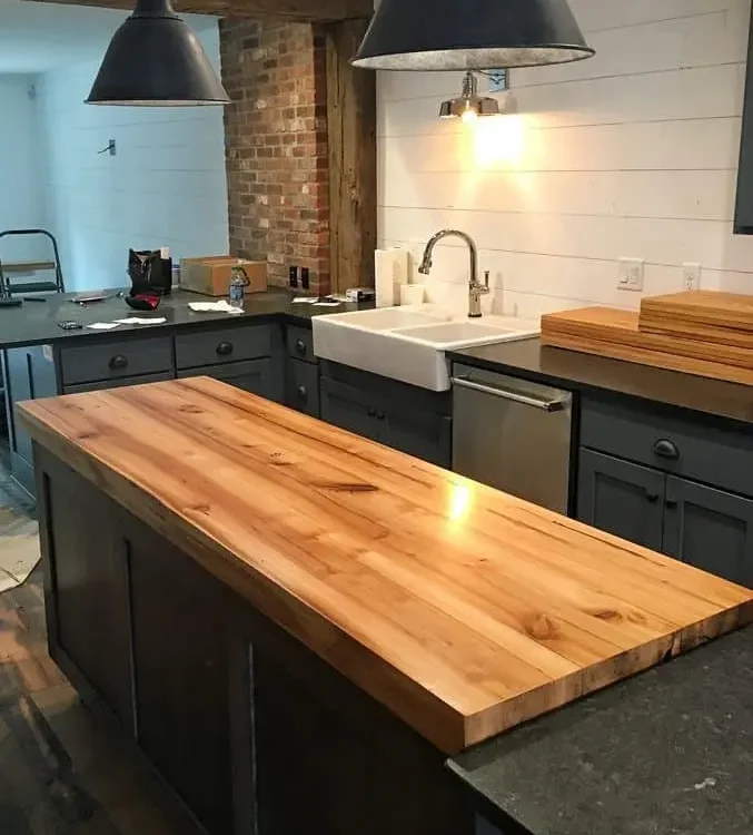 Custom kitchen Wormy Chestnut table