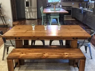 Frederick - Rustic Wood Farmhouse Dining Table and Bench Set - Light Walnut